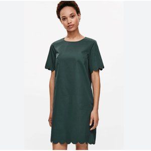 COS  Forest Green Scalloped Twill Dress